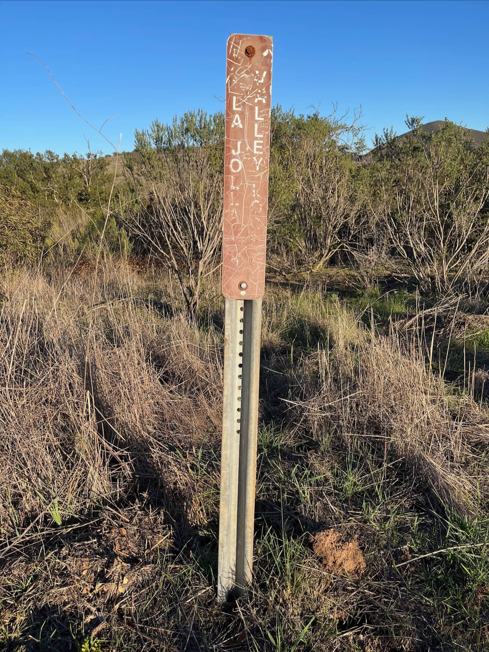 La Jolla Valley Loop Trail - this sign was replaced.