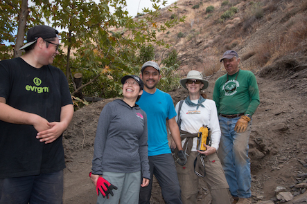 view of volunteers and work area