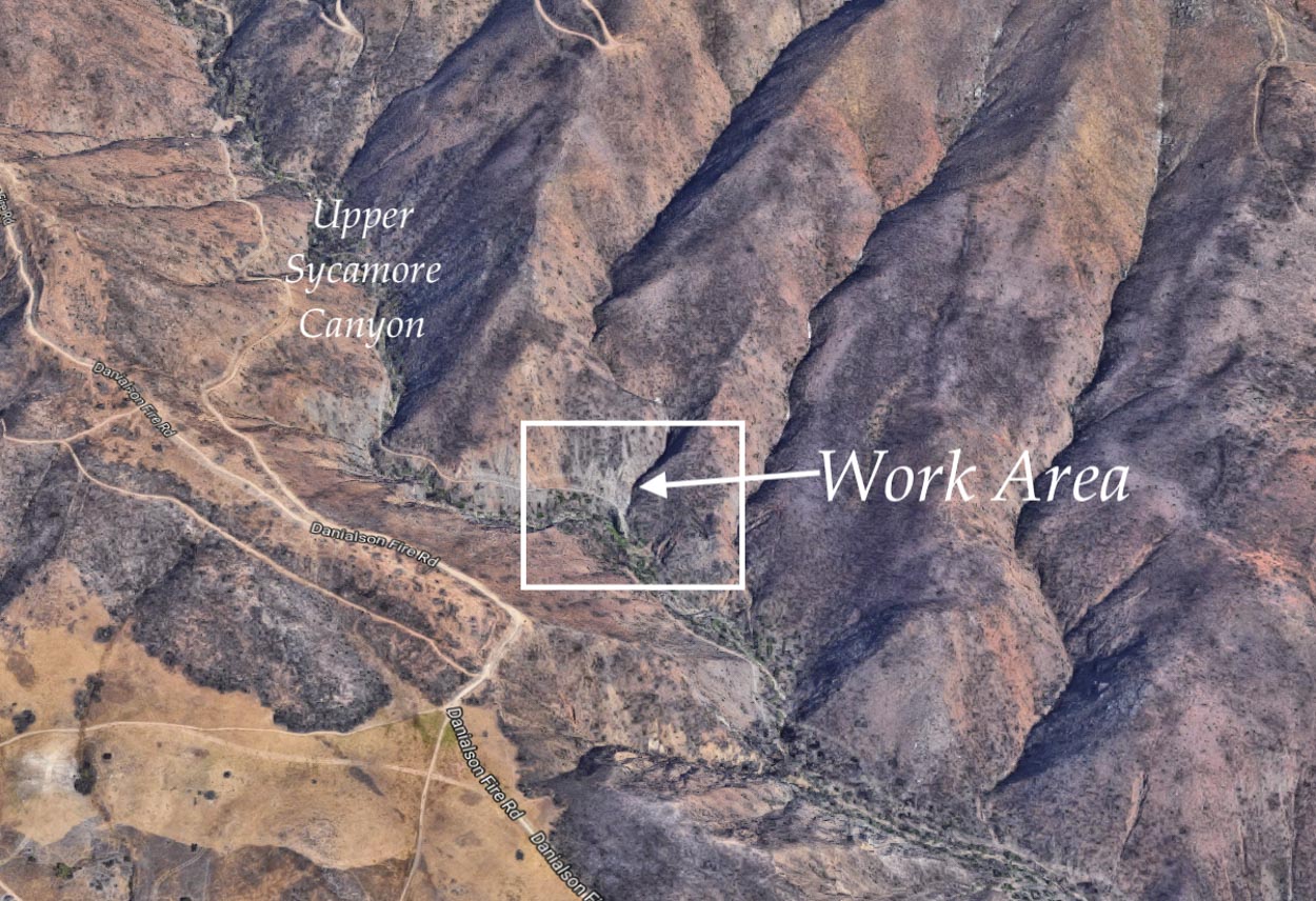 Google Maps view of work area Map of work area