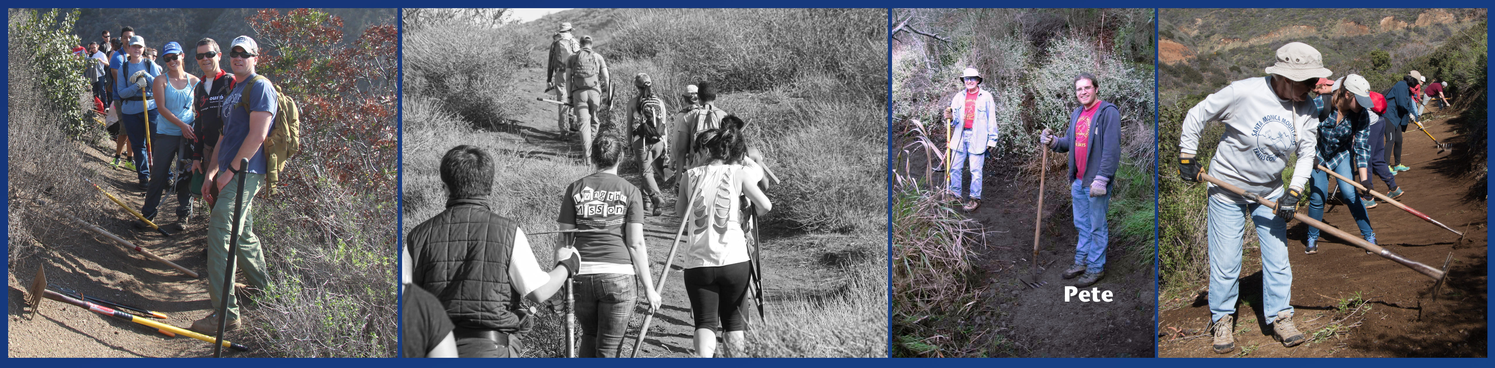 various people at work on a trail