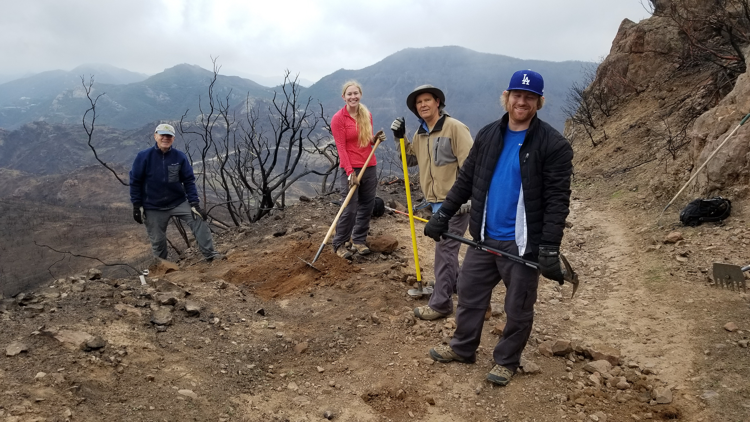 Our crew rebuilding a drain on Sandstone Peak.