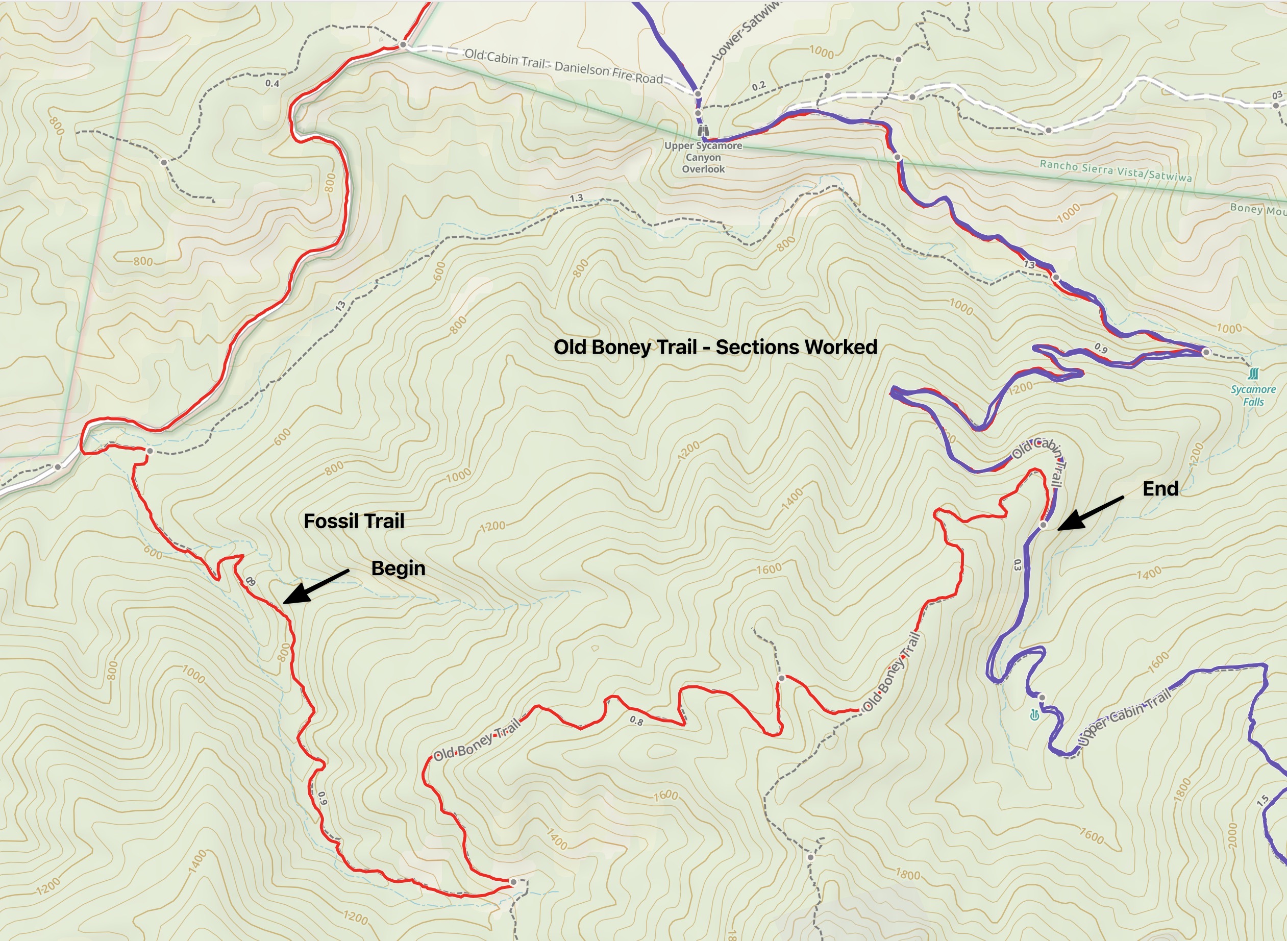 Map of trail worked on